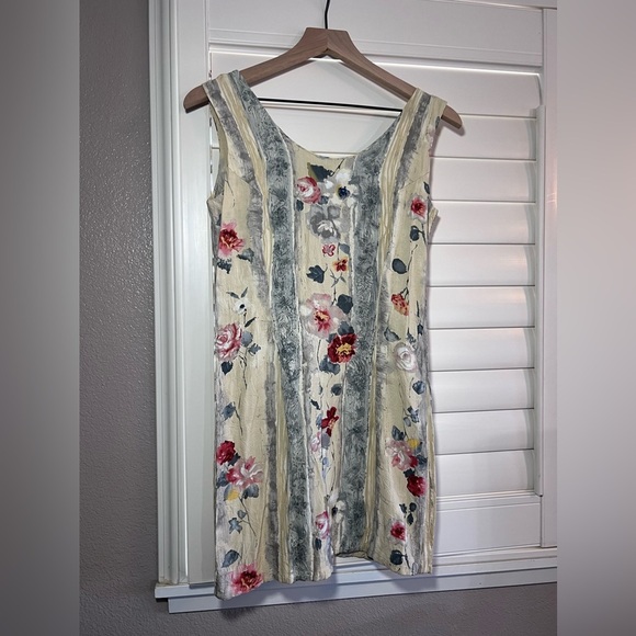 Jams World Antique Flowers on White Sleeveless Dress Vintage Small - Picture 2 of 11